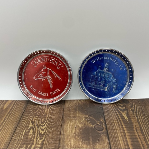 Vintage Metal Travel Coasters 3 inch South Carolina Alamo Virginia Kentucky - Picture 2 of 5